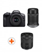Fotoaparat Canon - EOS R100, RF-S 18-45mm f/4.5-6.3 IS STM, RF-S 55-210mm f/5-7.1 IS STM,Black + Objektiv Canon - RF 85mm f/2 Macro IS STM